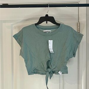 Urban Outfitters Green Tie-Front Crop Top